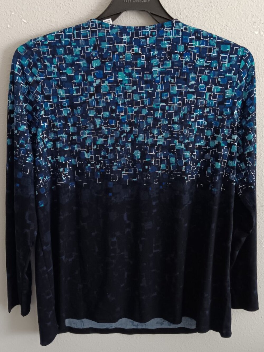 Susan Graver Foil Printed Liquid Knit Long Sleeve Crew Neck Top, Sz L a557560 - Picture 3 of 4